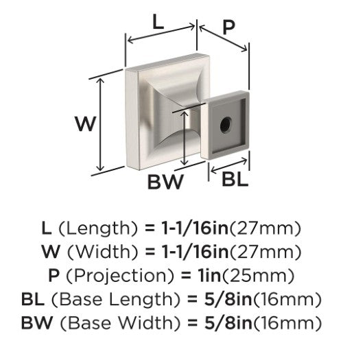 Pedestal Zinc Satin Nickel Cabinet Knob 2