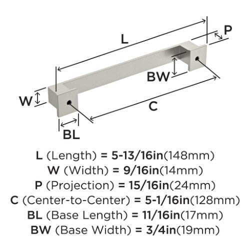 Appoint Zinc Satin Nickel Cabinet Pull 8