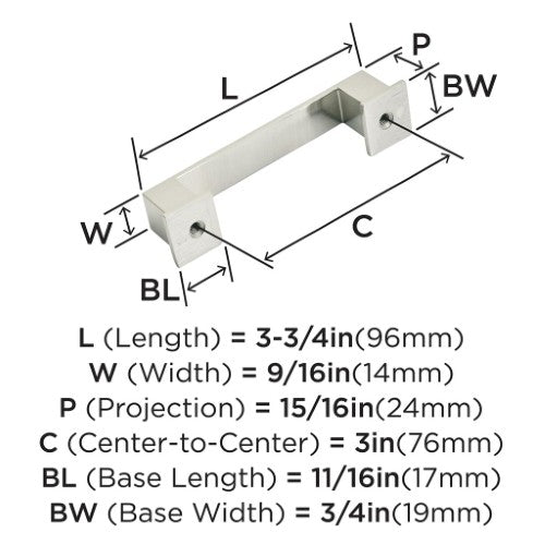 Appoint Zinc Satin Nickel Cabinet Pull 11