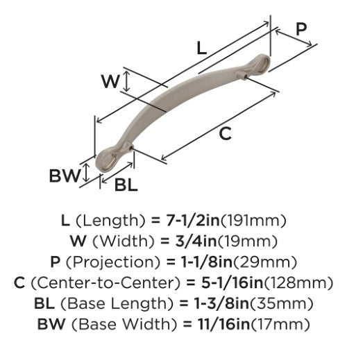 Inspirations Zinc Satin Nickel Cabinet Pull 6
