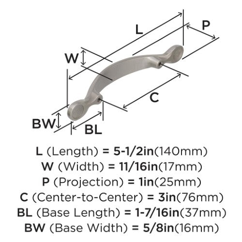 Inspirations Zinc Satin Nickel Cabinet Pull 4