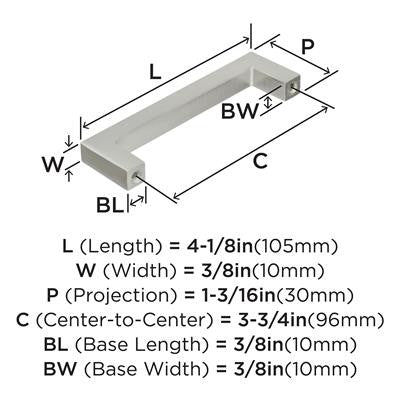 Monument Aluminum Satin Nickel Cabinet Pull 10