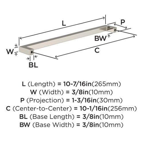 Monument Aluminum Satin Nickel Cabinet Pull 14