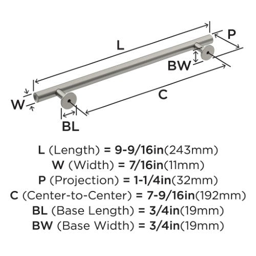 Radius Stainless Steel Satin Nickel Cabinet Pull 13