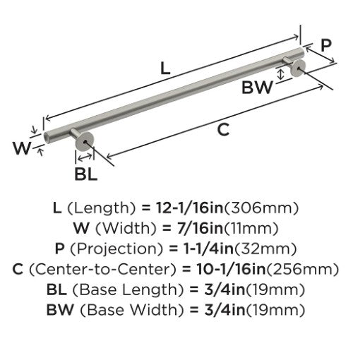 Radius Stainless Steel Satin Nickel Cabinet Pull 14