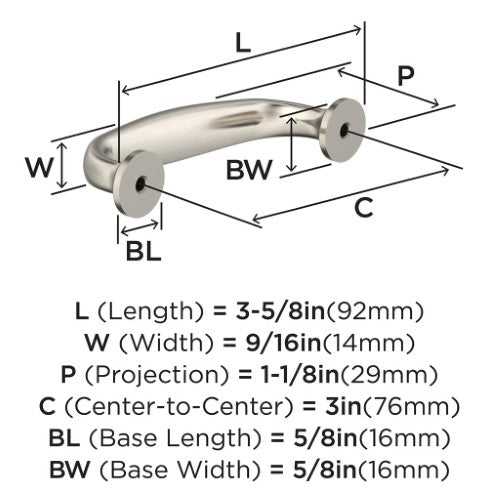 Renown Zinc Satin Nickel Cabinet Pull 9