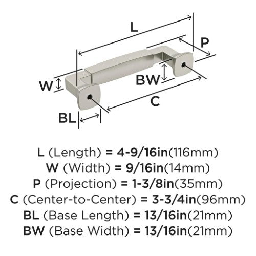Stature Zinc Satin Nickel Cabinet Pull 10