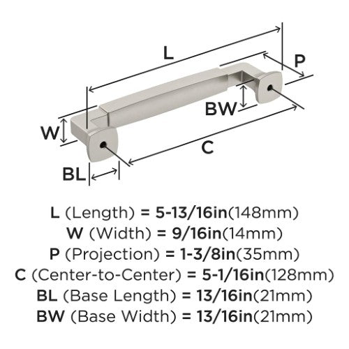Stature Zinc Satin Nickel Cabinet Pull 11