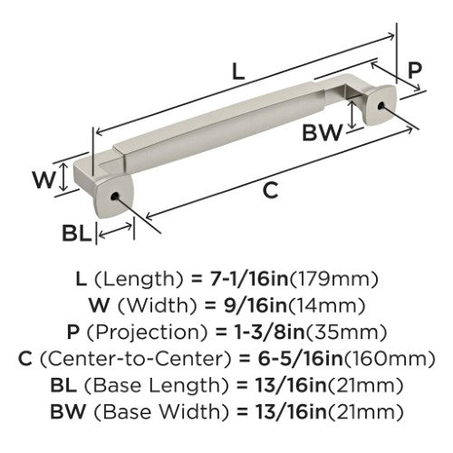 Stature Zinc Satin Nickel Cabinet Pull 12