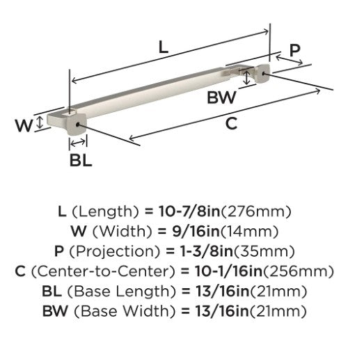 Stature Zinc Satin Nickel Cabinet Pull 14