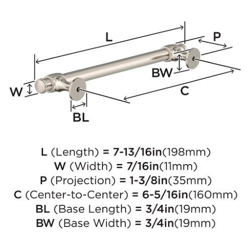 Winsome Zinc Satin Nickel Cabinet Pull 12