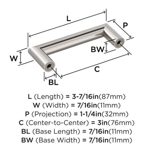 Revolve Stainless Steel Satin Nickel Cabinet Pull 8