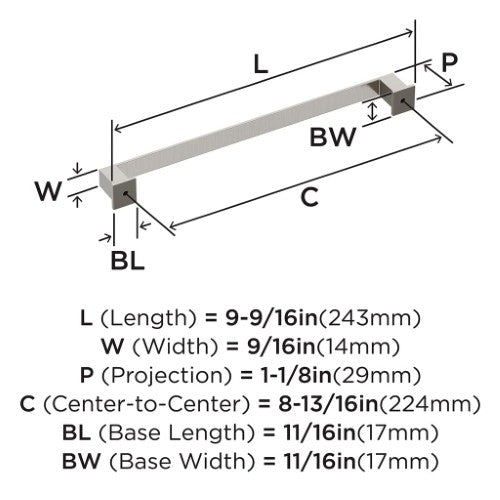Appoint Zinc Satin Nickel Cabinet Pull 8