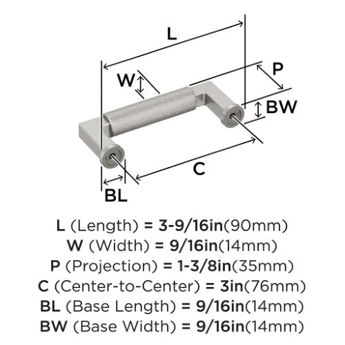 Balata Zinc Satin Nickel Cabinet Pull 11