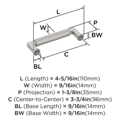 Balata Zinc Satin Nickel Cabinet Pull 12