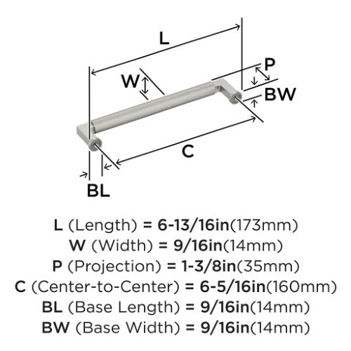 Balata Zinc Satin Nickel Cabinet Pull 14