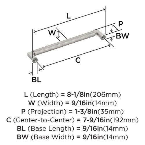 Balata Zinc Satin Nickel Cabinet Pull 15