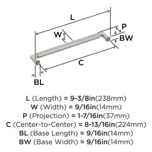 Balata Zinc Satin Nickel Cabinet Pull 16