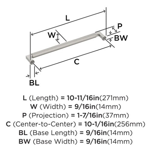 Balata Zinc Satin Nickel Cabinet Pull 9