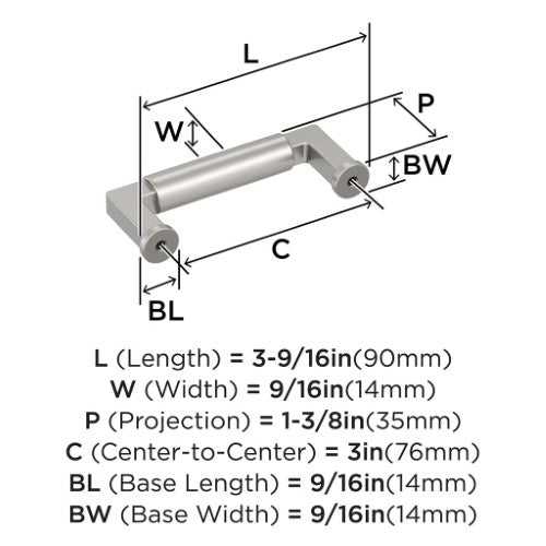 Balon Zinc Satin Nickel Cabinet Pull 11