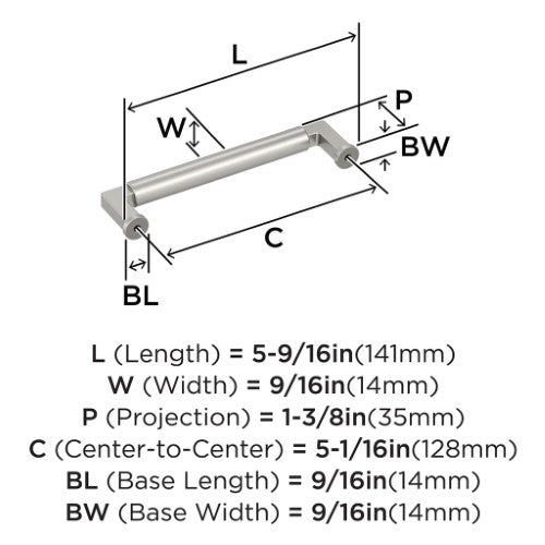 Balon Zinc Satin Nickel Cabinet Pull 13