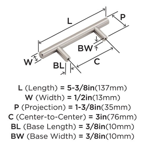 Bar Pulls Carbon Steel Satin Nickel Cabinet Pull 21