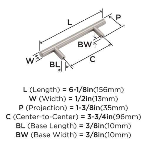 Bar Pulls Carbon Steel Satin Nickel Cabinet Pull 22
