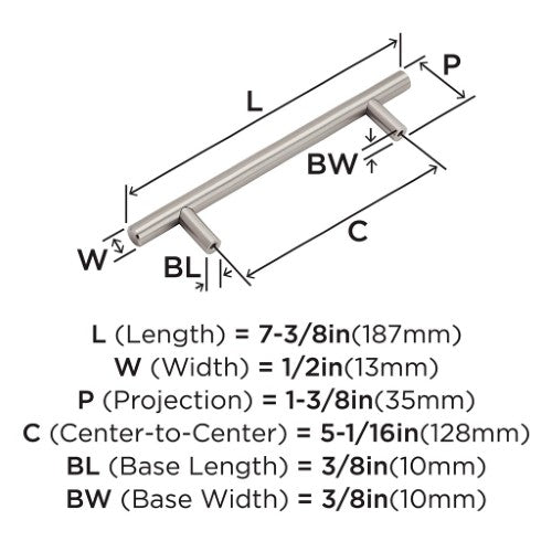 Bar Pulls Carbon Steel Satin Nickel Cabinet Pull 23