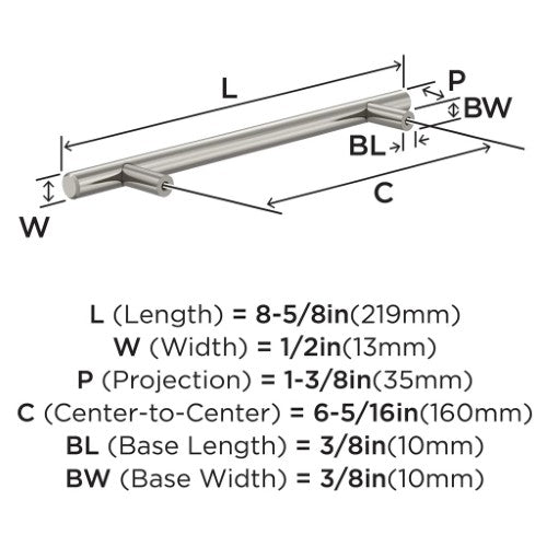 Bar Pulls Carbon Steel Satin Nickel Cabinet Pull 26