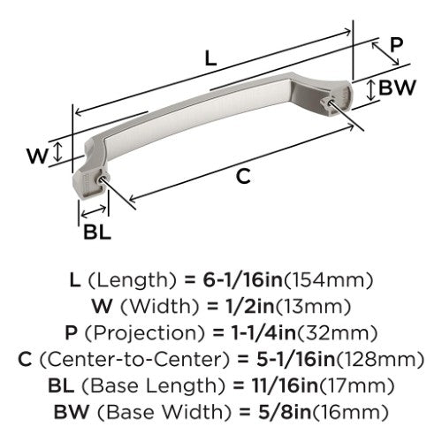 Bellamy Zinc Satin Nickel Cabinet Pull 11