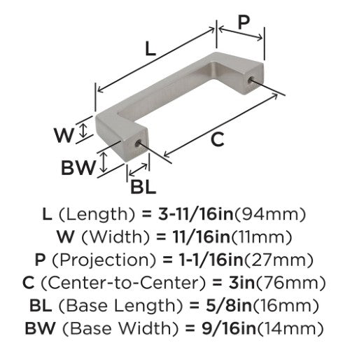 Blackrock Zinc Satin Nickel Cabinet Pull 10