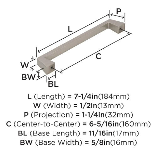 Blackrock Zinc Satin Nickel Cabinet Pull 9