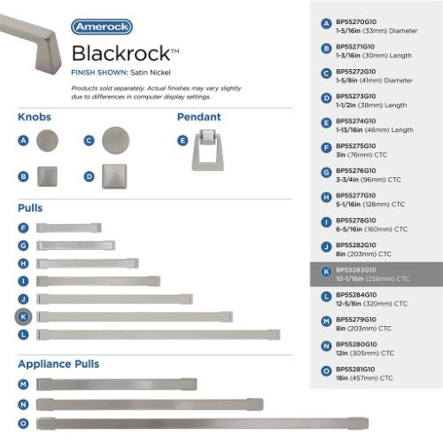 Blackrock Zinc Satin Nickel Cabinet Pull 40