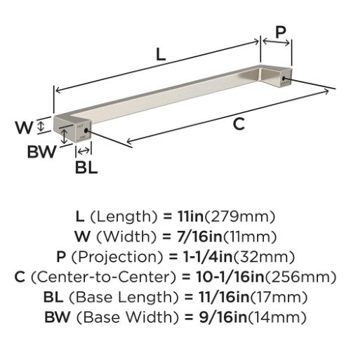 Blackrock Zinc Satin Nickel Cabinet Pull 11