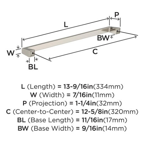 Blackrock Zinc Satin Nickel Cabinet Pull 12