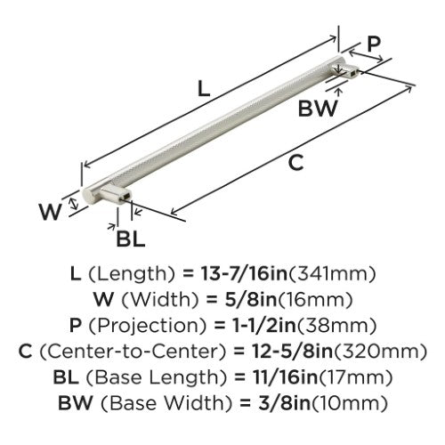 Bronx Zinc & Stainless Steel Satin Nickel Cabinet Pull 8