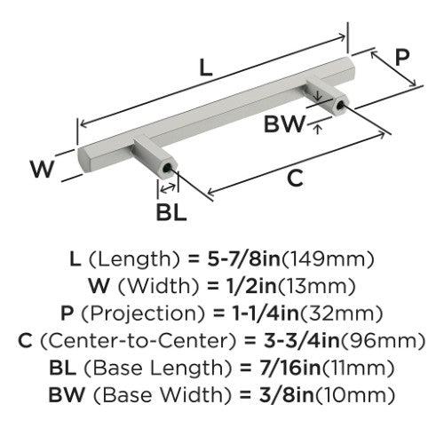 Caliber Zinc Satin Nickel Cabinet Pull 10