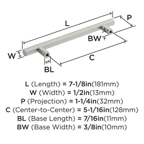 Caliber Zinc Satin Nickel Cabinet Pull 11