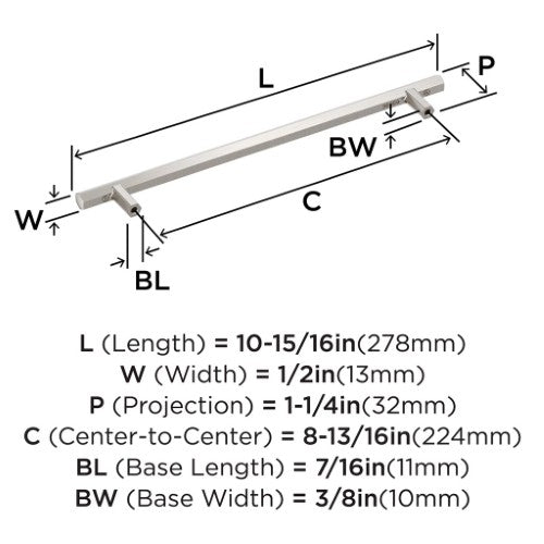 Caliber Zinc Satin Nickel Cabinet Pull 14