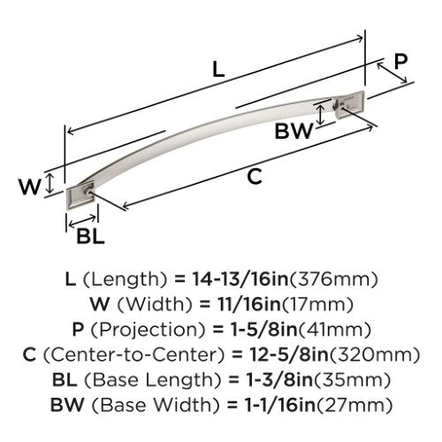 Candler Zinc Satin Nickel Cabinet Pull 15