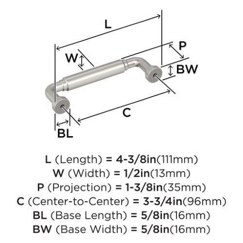 Coble Zinc Satin Nickel Cabinet Pull 10