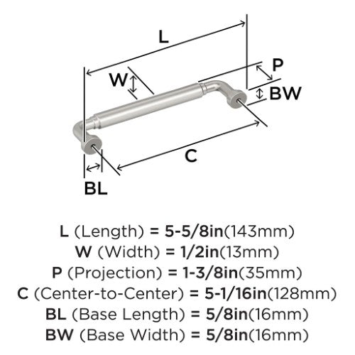 Coble Zinc Satin Nickel Cabinet Pull 11