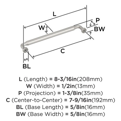 Coble Zinc Satin Nickel Cabinet Pull 13