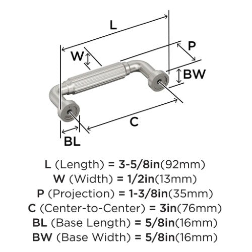 Cowrie Zinc Satin Nickel Cabinet Pull 9