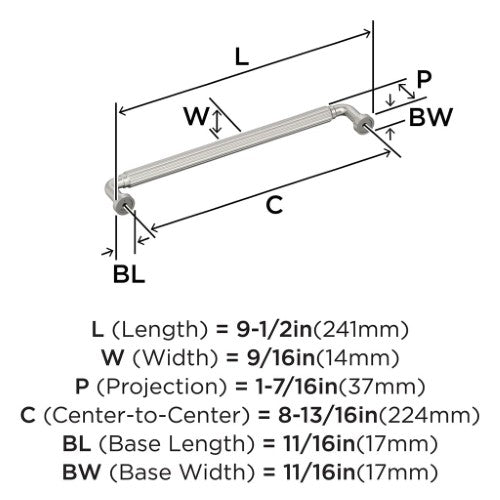 Cowrie Zinc Satin Nickel Cabinet Pull 16