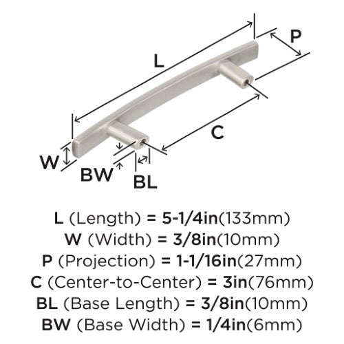 Cyprus Zinc Satin Nickel Cabinet Pull 10
