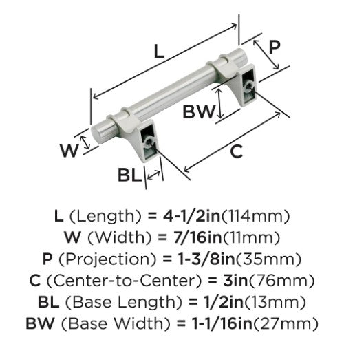 Davenport Zinc Satin Nickel Cabinet Pull 9