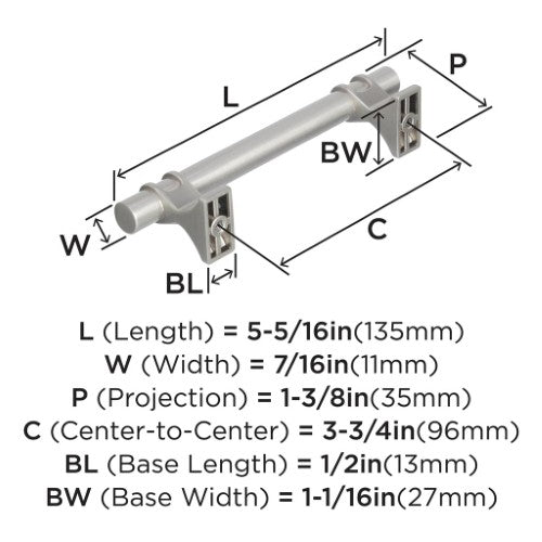 Davenport Zinc Satin Nickel Cabinet Pull 10