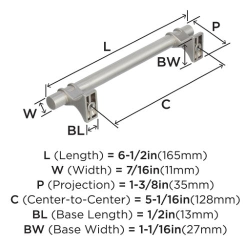 Davenport Zinc Satin Nickel Cabinet Pull 11