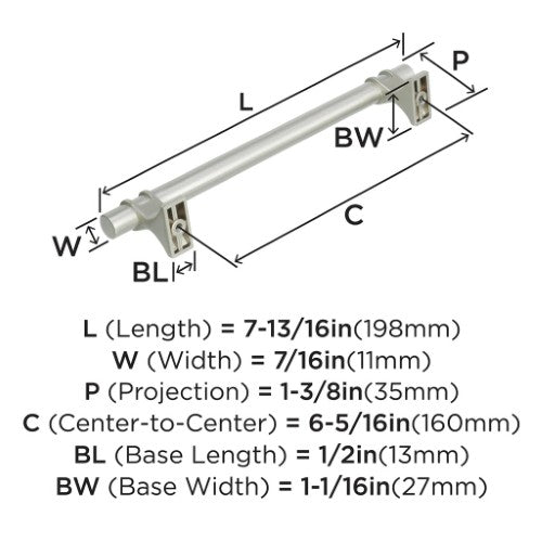 Davenport Zinc Satin Nickel Cabinet Pull 12